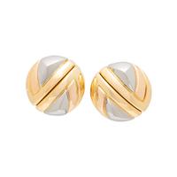 BULGARI, TRICOLOR GOLD BUTTON CLIP EARRINGS
