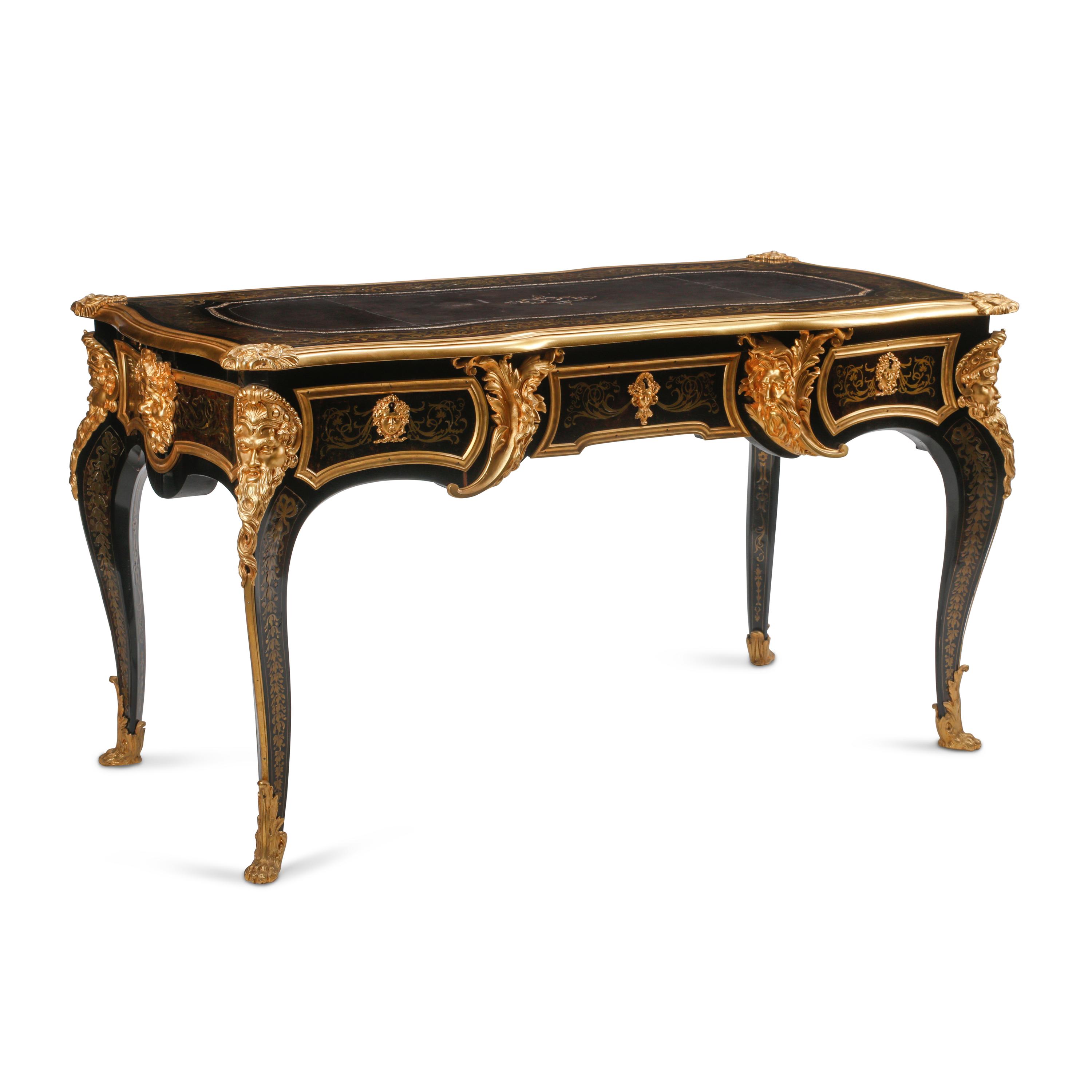 A French Gilt Bronze Mounted Boulle Marquetry Bureau Plat