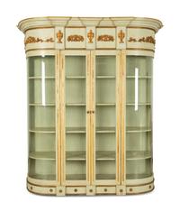 An Empire Style Painted and Parcel Gilt Vitrine Cabinet