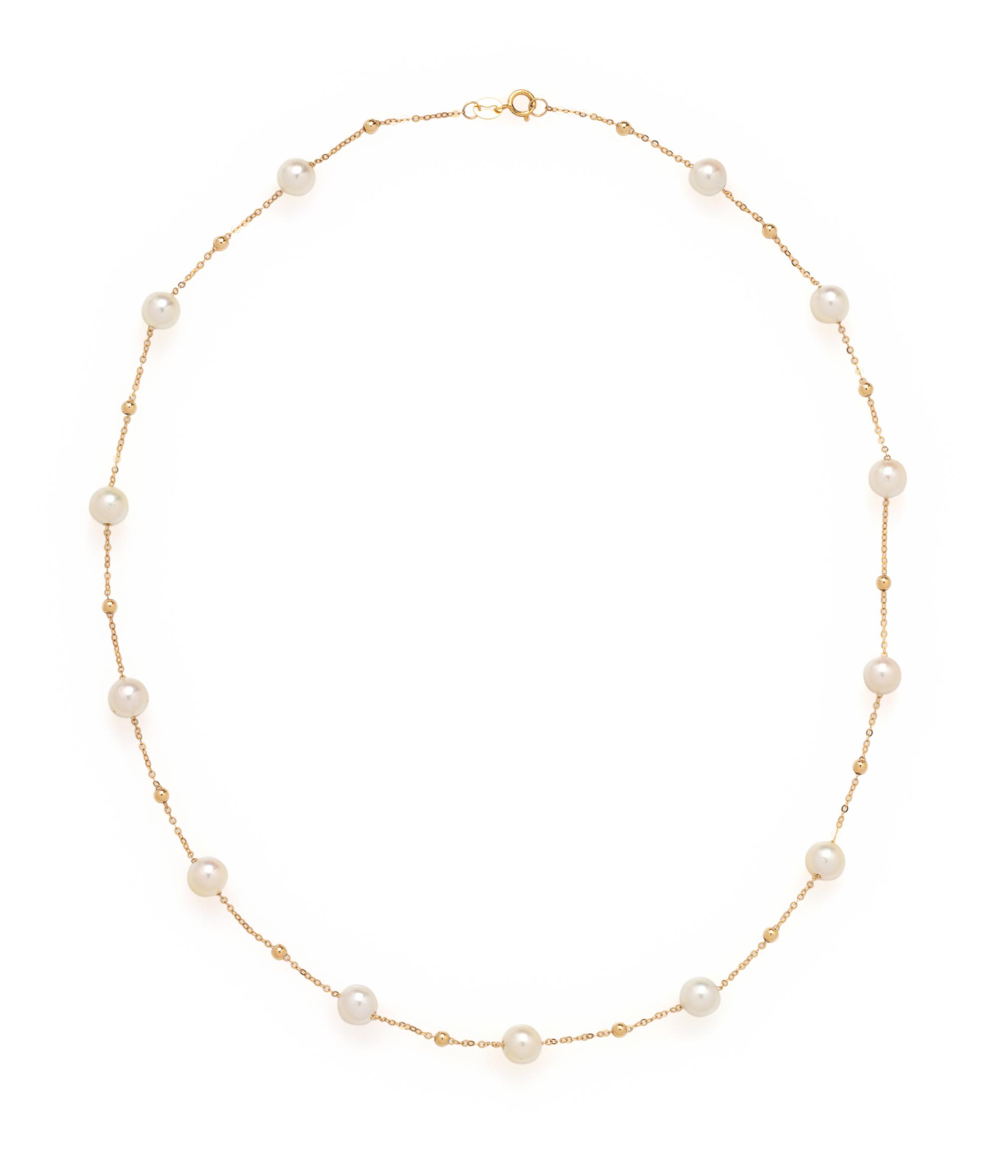 YELLOW GOLD AND CULTURED PEARL NECKLACE