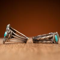 Navajo Silver and Turquoise Cuff Bracelets