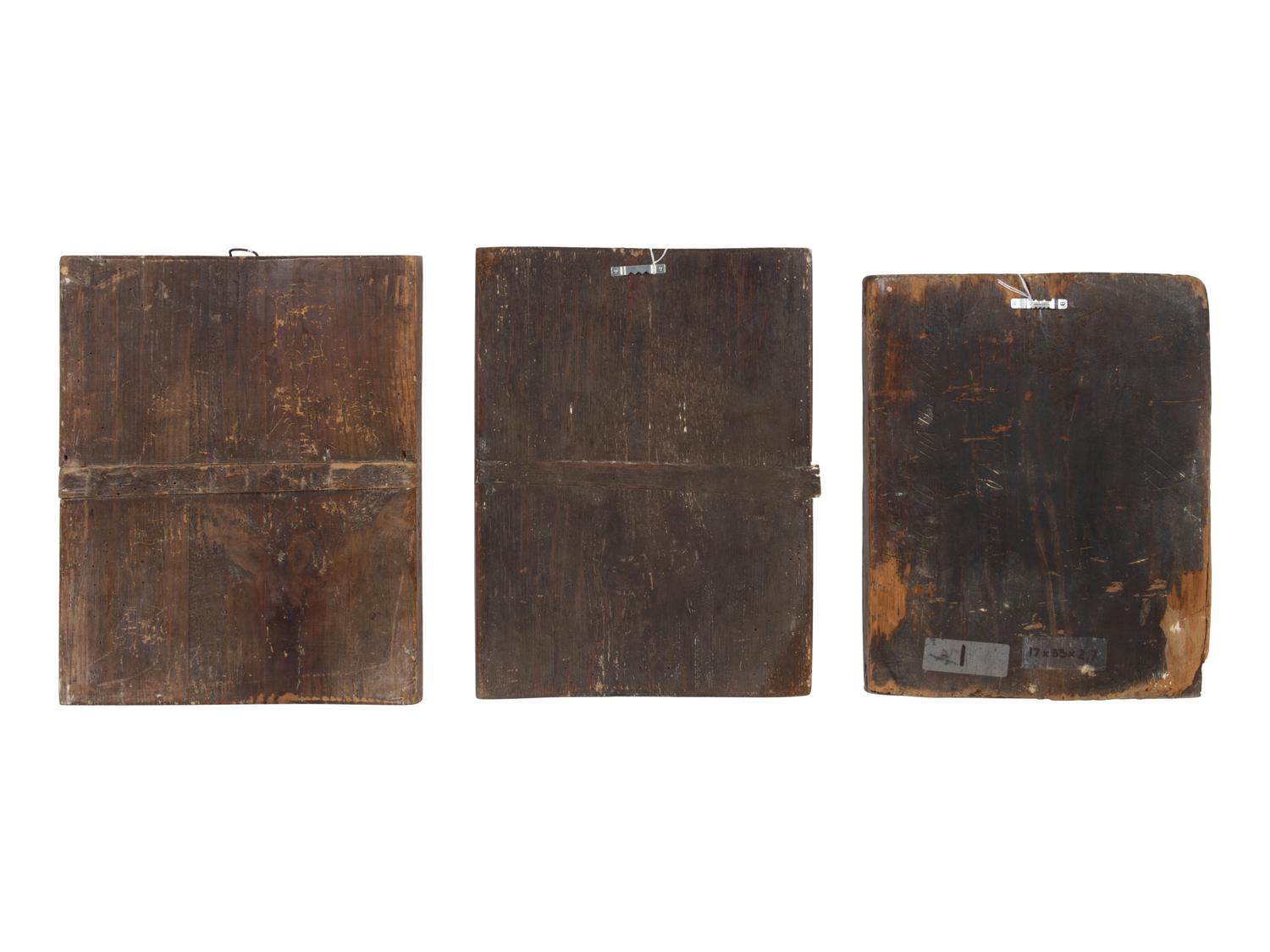 Three Russian Painted Wood Icons