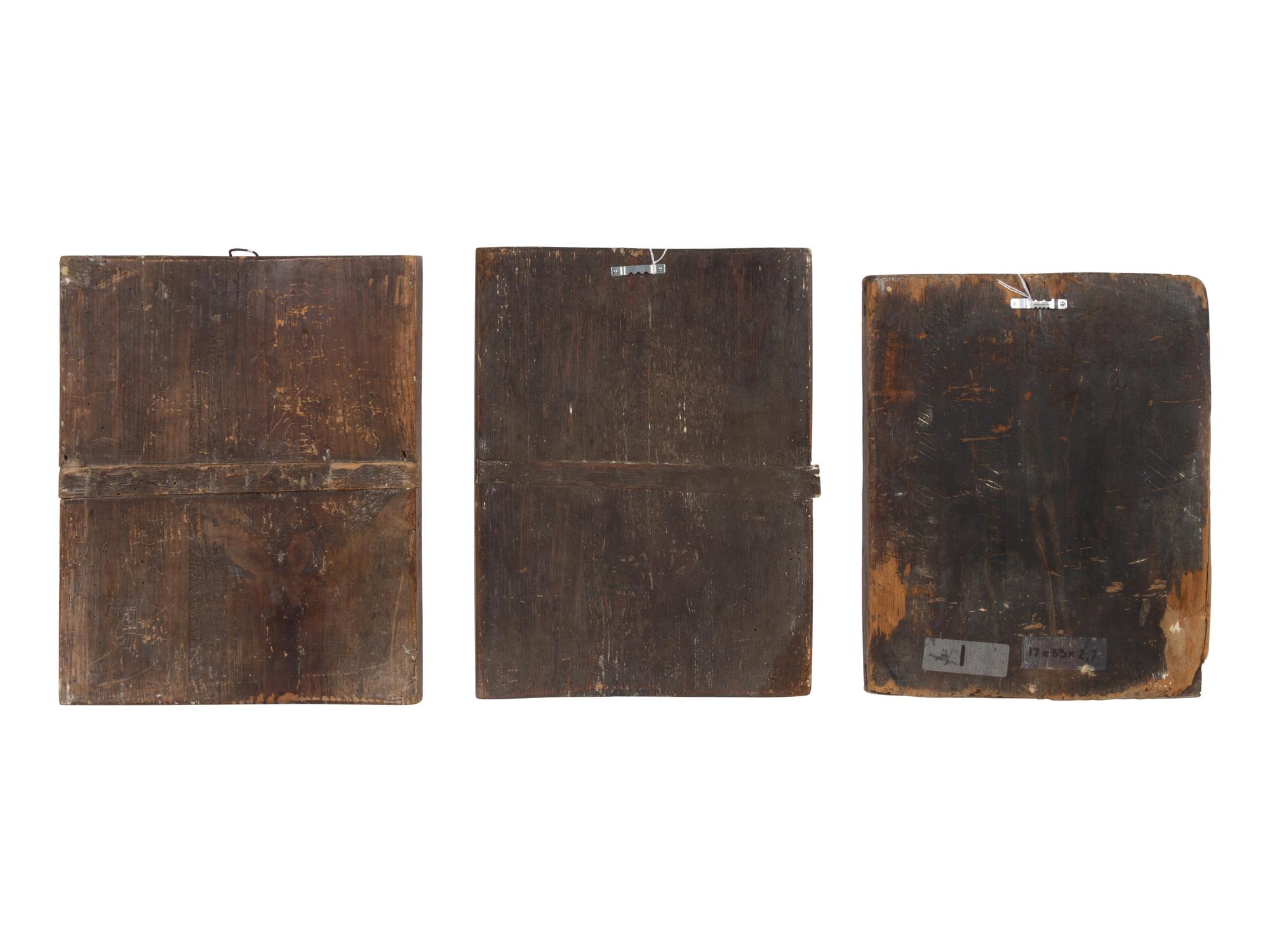 Three Russian Painted Wood Icons