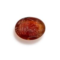 A Roman Carnelian Ring Stone with a Quadriga Chariot and Driver