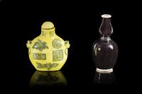 Two Porcelain Snuff Bottles Height of taller 3 1/8 inches. — LATE 19TH CENTURY