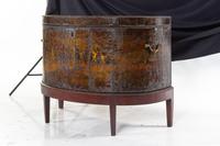 An English Painted Leather-Clad Oak Chest