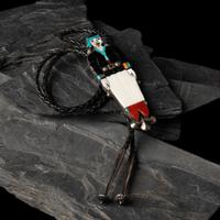 Zuni Figural Mosaic Inlay Bolo Tie