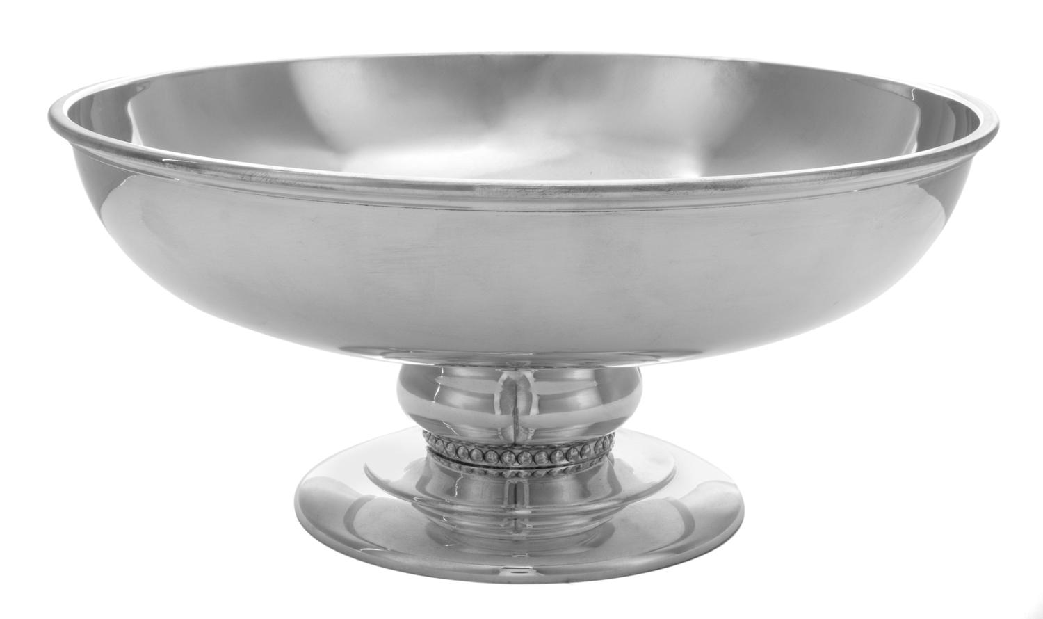 An American Silver Footed Bowl, Georg Jensen Inc. USA, Meriden, CT, or circular form, having beaded decoration between the stem and foo