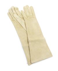 An Hermes Taupe Suede Gloves. Size 7.