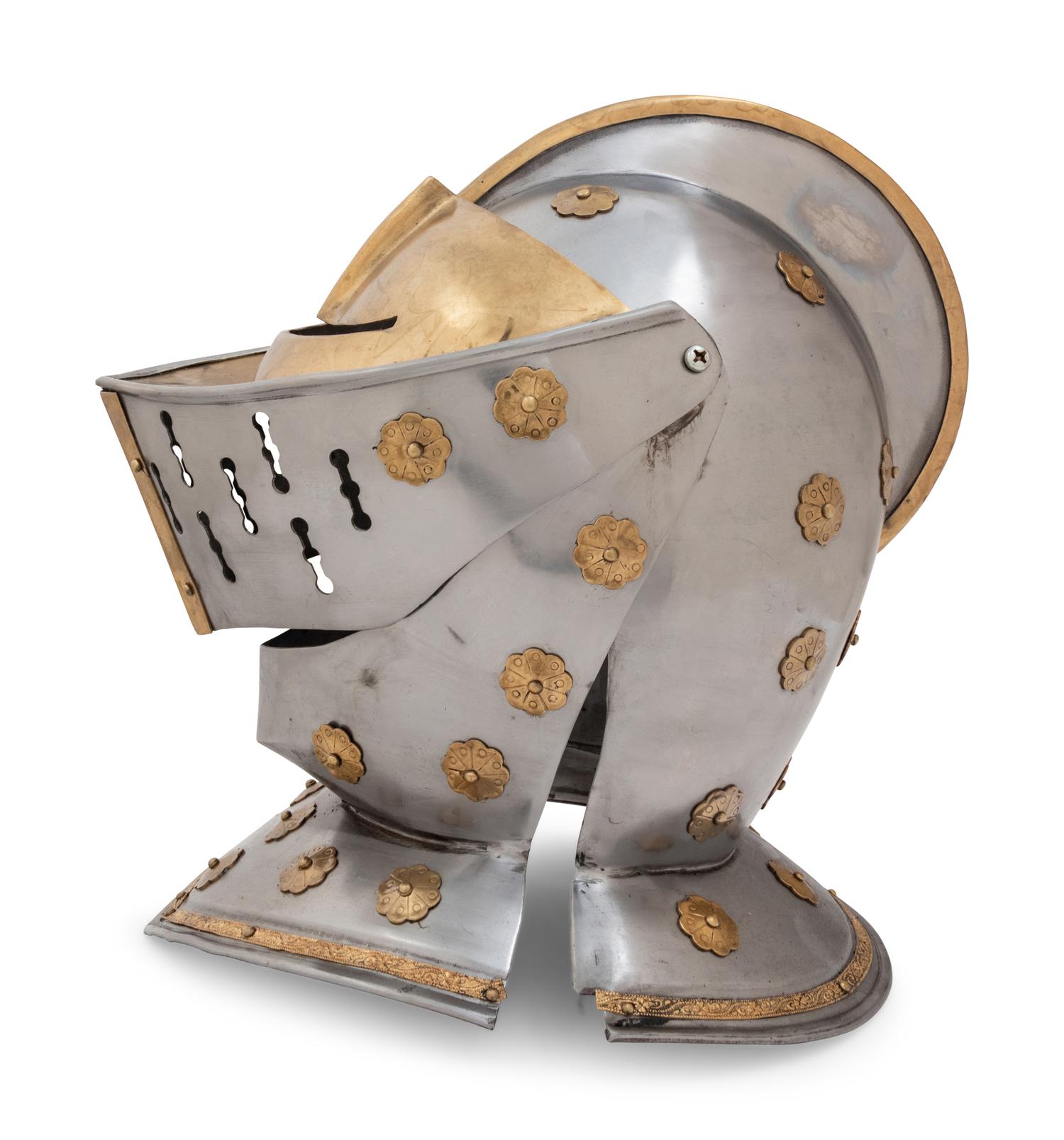 A Group of Four Pressed Metal Armor Helmets