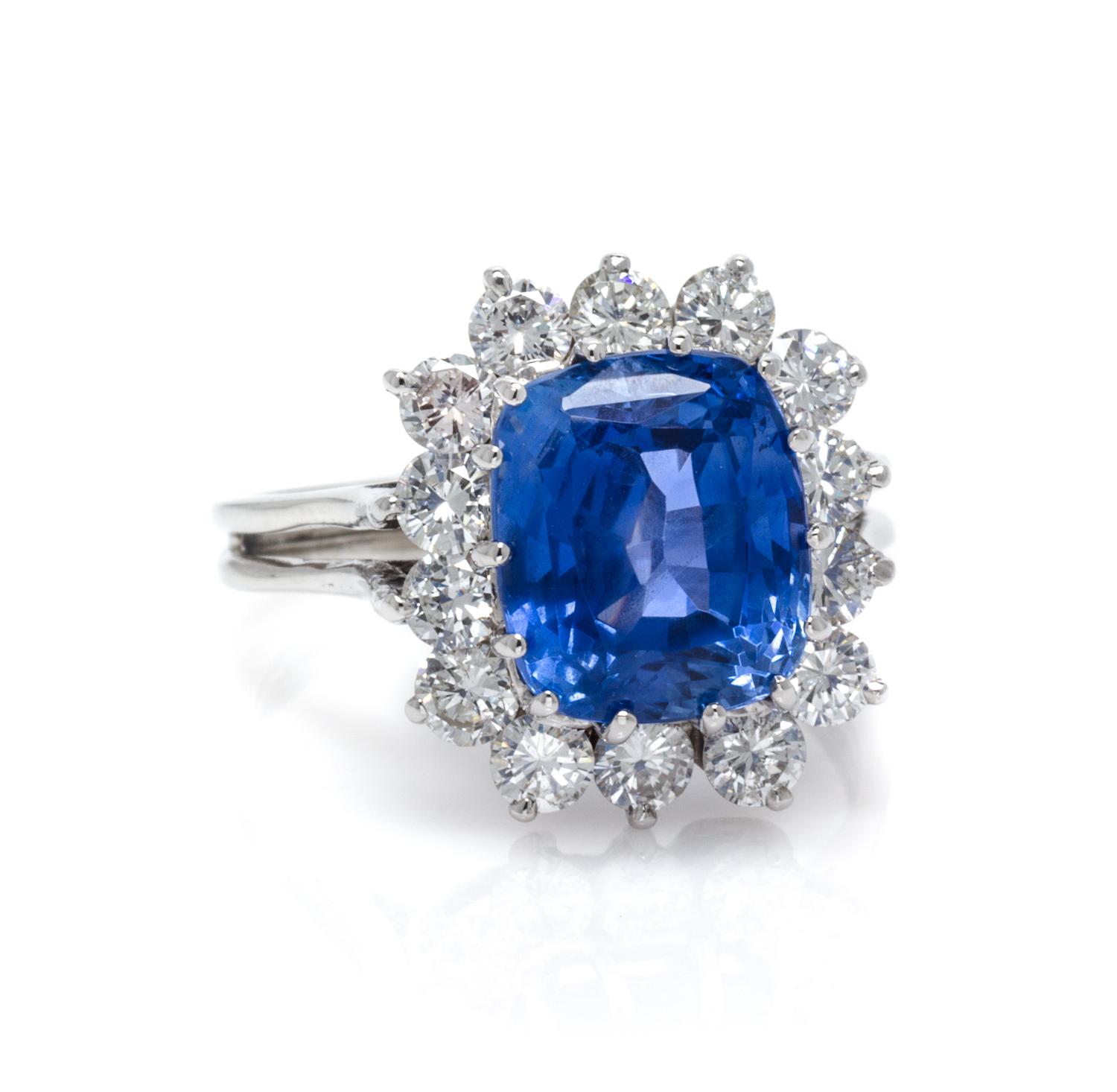 A Platinum, Burmese Sapphire and Diamond Ring, 4.00 dwts.