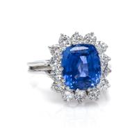 A Platinum, Burmese Sapphire and Diamond Ring, 4.00 dwts.