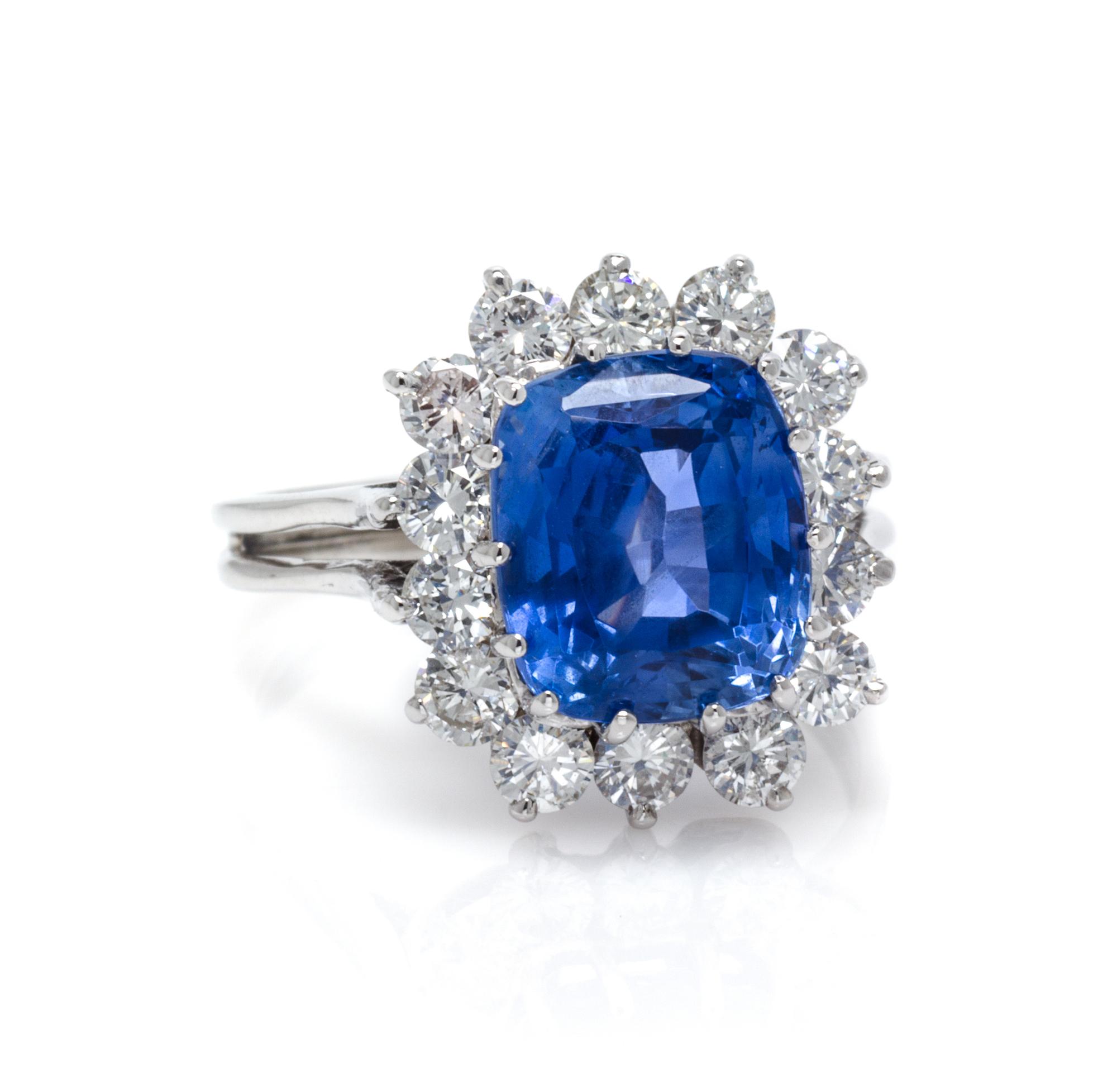 A Platinum, Burmese Sapphire and Diamond Ring, 4.00 dwts.