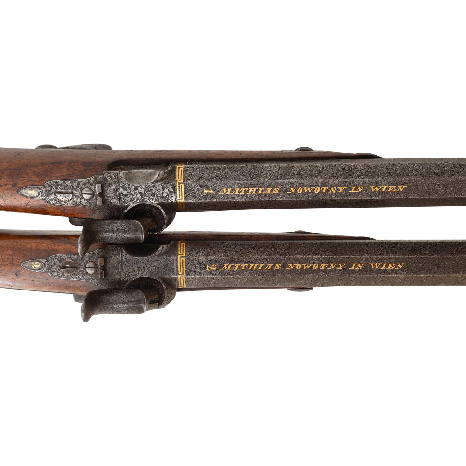 Pair of Austrian Percussion Target Pistols by Mathias Nowotny in Wien