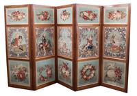 A Victorian Mahogany and Needlepoint Five-Panel Floor Screen Height 76 x width of each panel 28 1/4 inches. — 19TH CENTURY