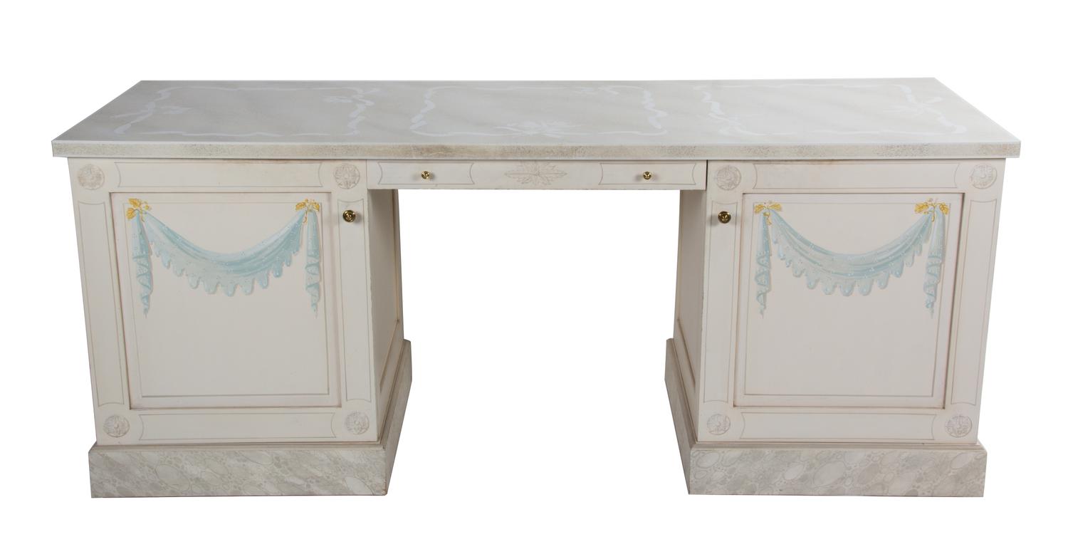 A Neoclassical Style Painted Dressing Table Height 28 1/2 x width 72 x depth 24 inches. — 20TH CENTURY