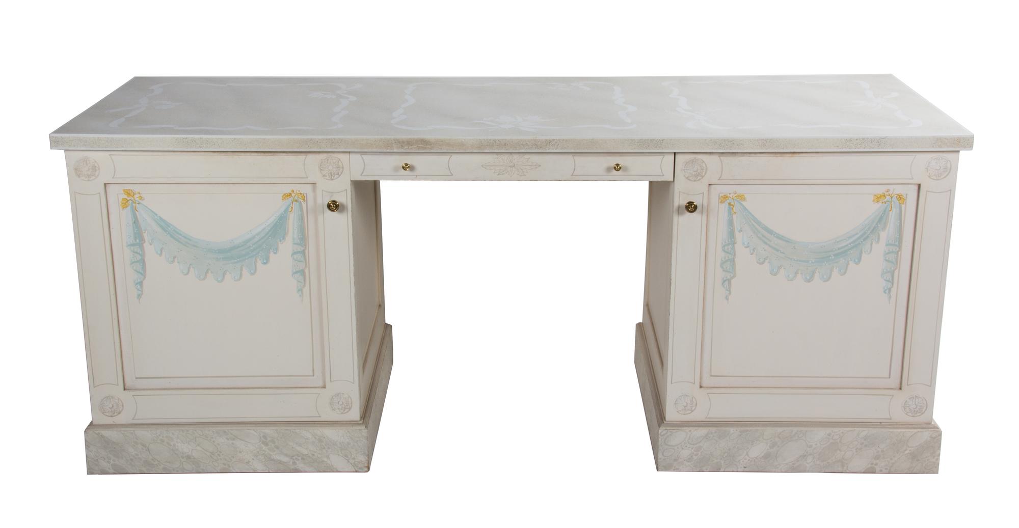 A Neoclassical Style Painted Dressing Table Height 28 1/2 x width 72 x depth 24 inches. — 20TH CENTURY