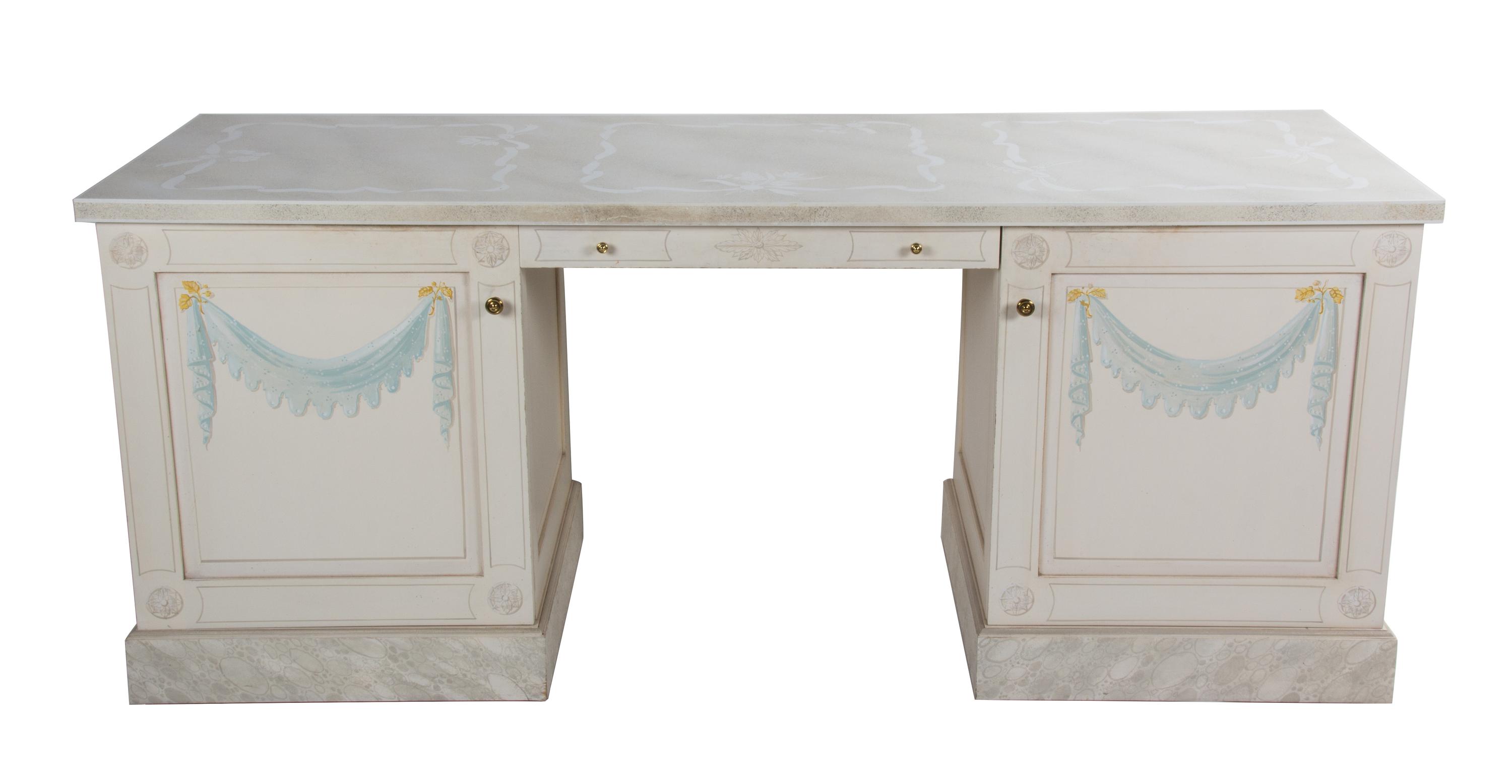 A Neoclassical Style Painted Dressing Table Height 28 1/2 x width 72 x depth 24 inches. — 20TH CENTURY