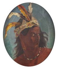 American School 19th Century, Portrait of a Native American Figure