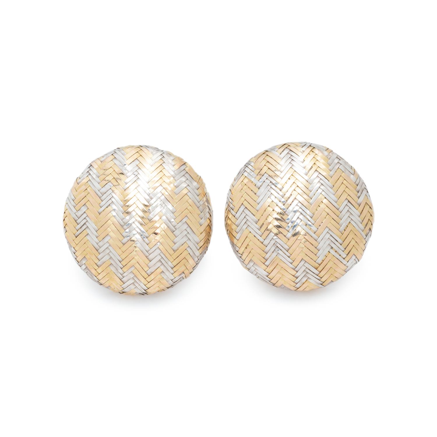 ANGELA CUMMINGS, STERLING SILVER AND YELLOW GOLD EARCLIPS