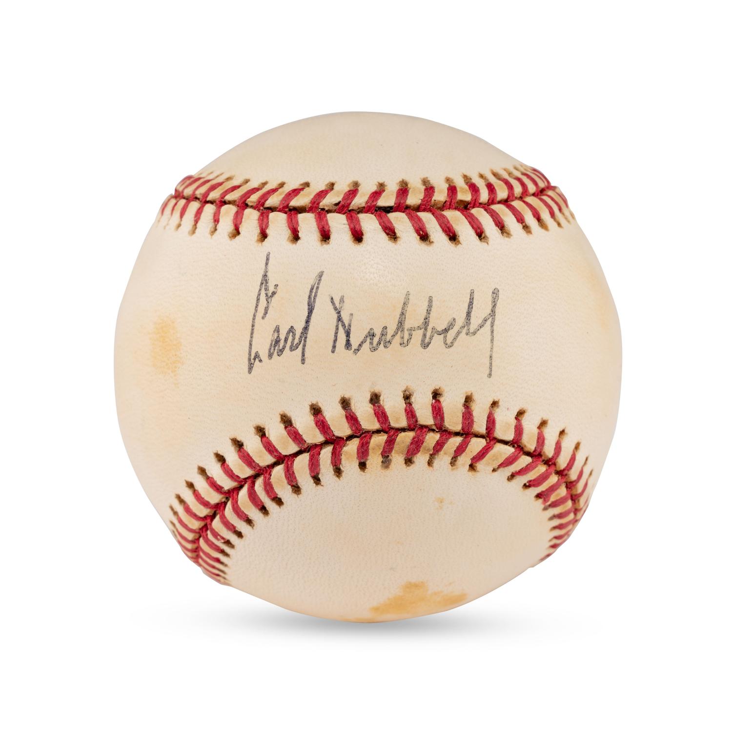 A Carl Hubbell Single Signed Autograph Baseball (Beckett Authentication Services Hologram)