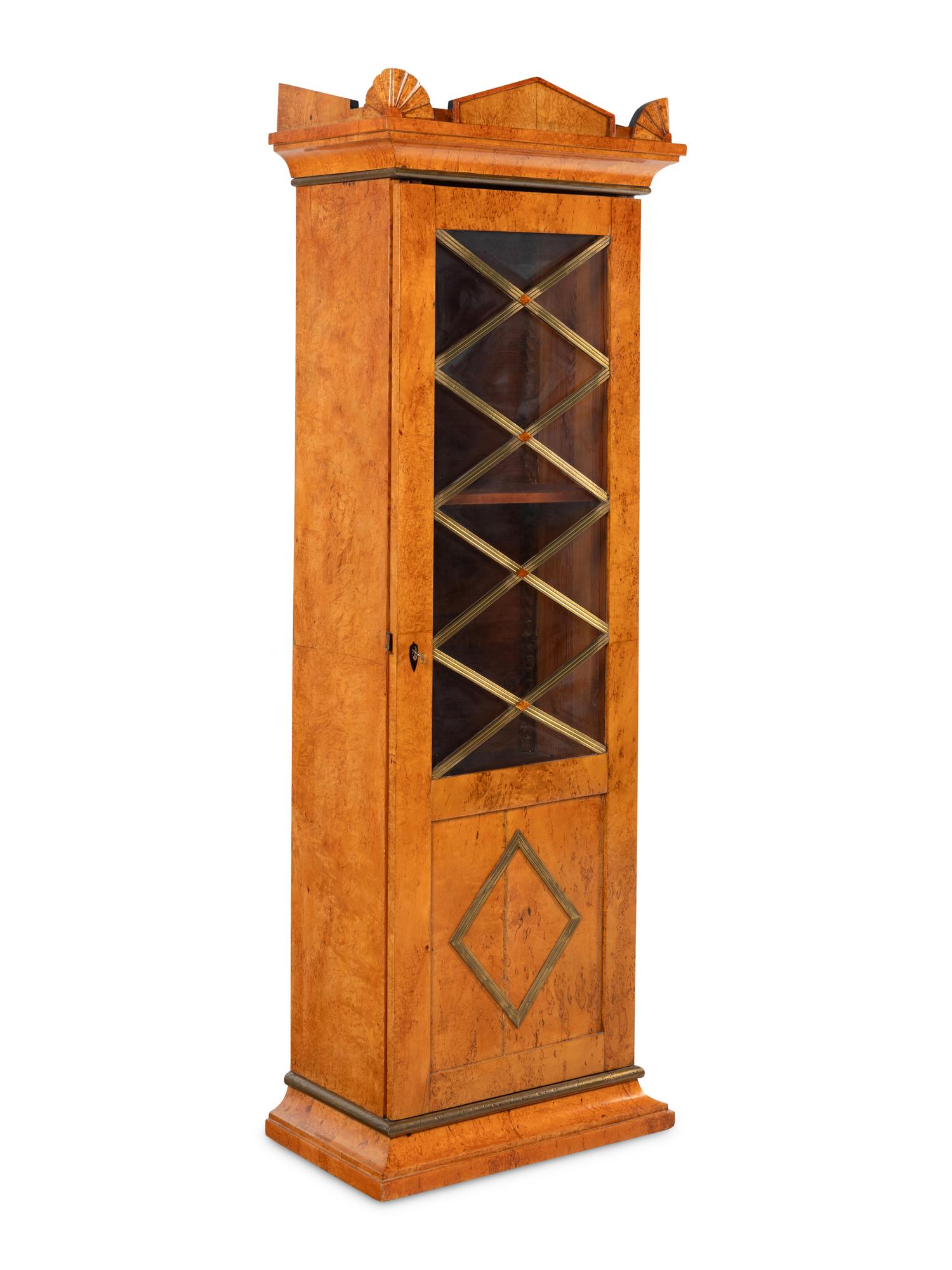 A Russian Neoclassical Karelian Birch Vitrine Cabinet