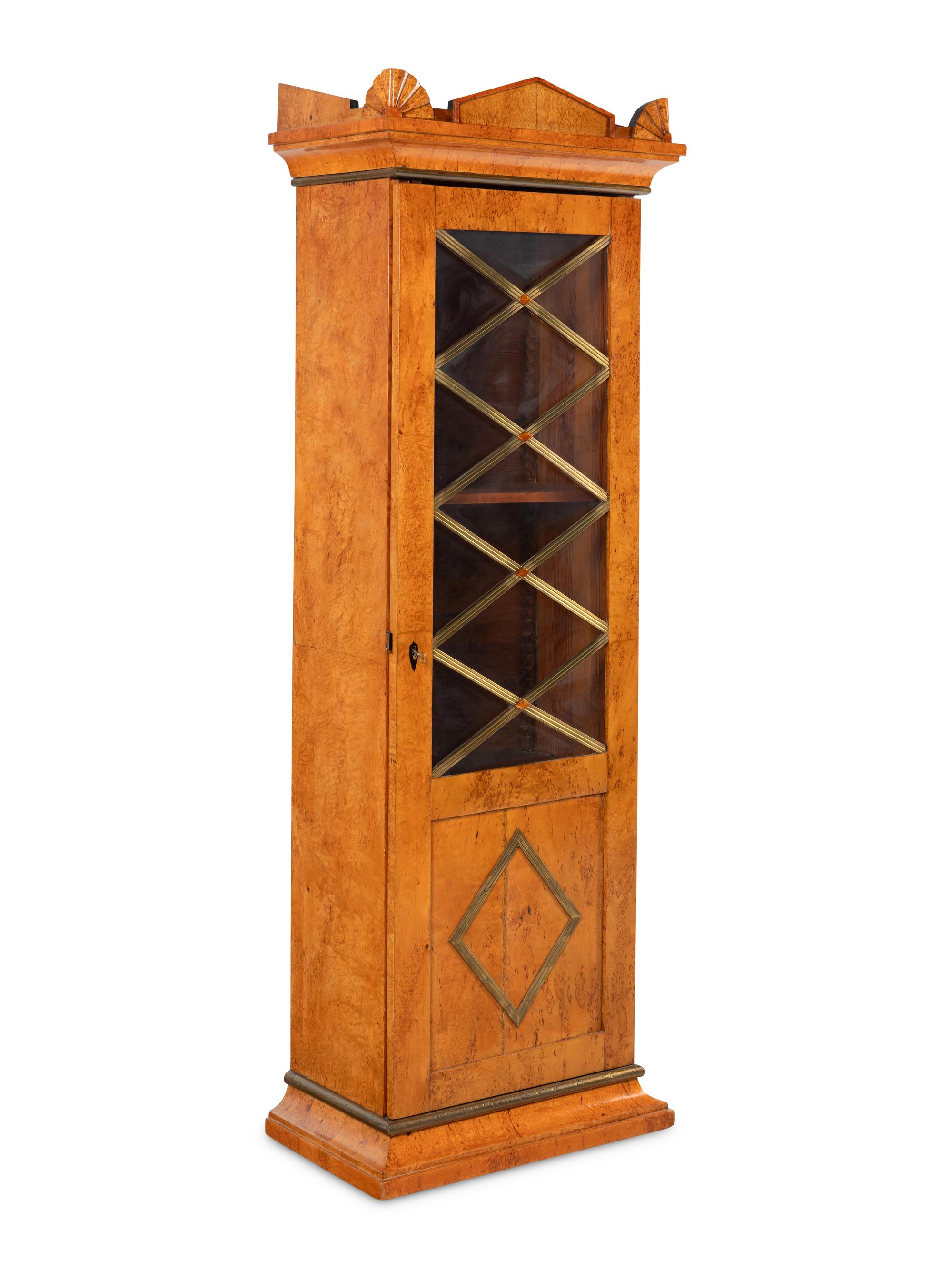 A Russian Neoclassical Karelian Birch Vitrine Cabinet