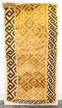 A Kuba Cloth Length 56 1/4 x width 27 1/2 inches.