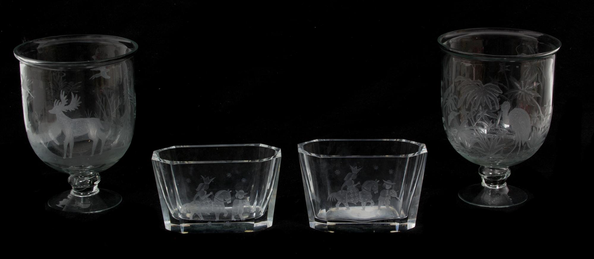 A Pair of Glass Footed Vases Height 9 3/4 inches — 20TH CENTURY