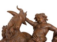An Important Monumental Terracotta Group by Maison Gossin Frères Depicting Bacchanal Putti with Goat