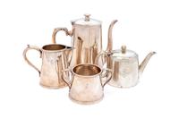 An Assembled Silver Soldered Tea Set — Various Makers, 20th Century