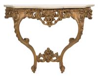 A Louis XV Style Carved Pine Console Table Height 33 1/2 x width 45 x depth 16 1/4 inches. — 19TH CENTURY