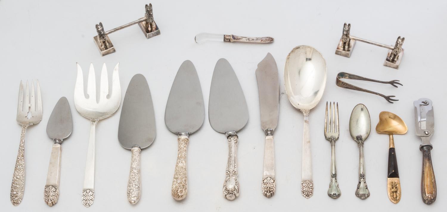 A Collection of Silver and Silver-plate Flatware Height of first 1 3/4 inches.