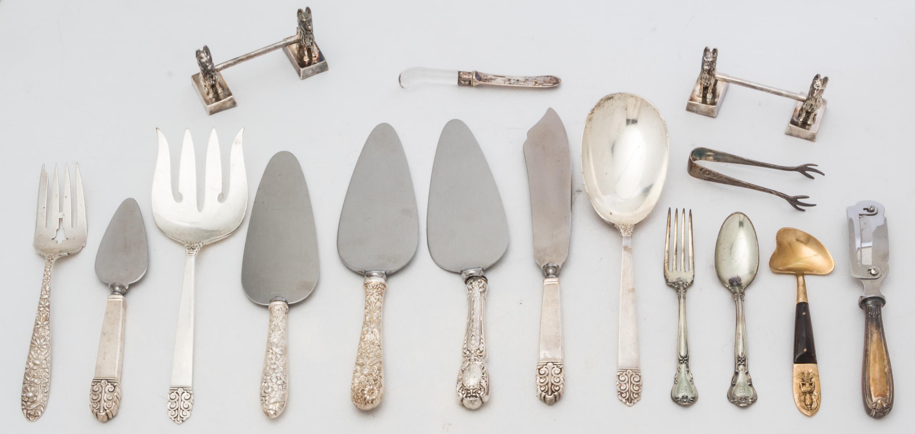 A Collection of Silver and Silver-plate Flatware Height of first 1 3/4 inches.