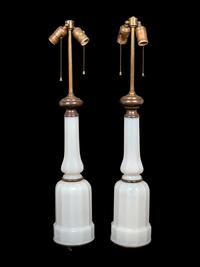 A Pair of Opaline Glass Lamps