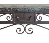 A Wrought Iron Console from the Florsheim Estate, Highland Park, IL. Vanity: 48" w x20" d x 41.5" tall Mirror: 36" w x 1" d x 42" tall — United States, Early 20th Century