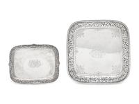 Two Sterling Silver Floral Repousse Trays, Tiffany & Co., New York, NY, Circa 1880