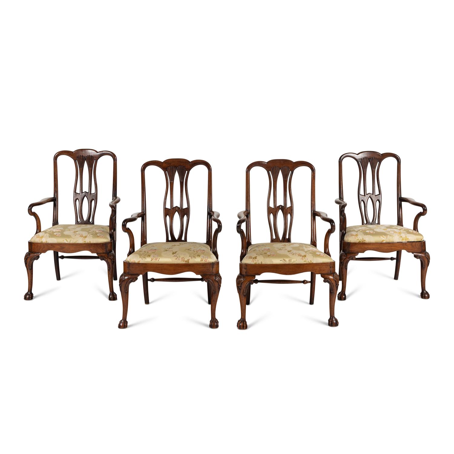 A Set of Four George I Walnut Armchairs