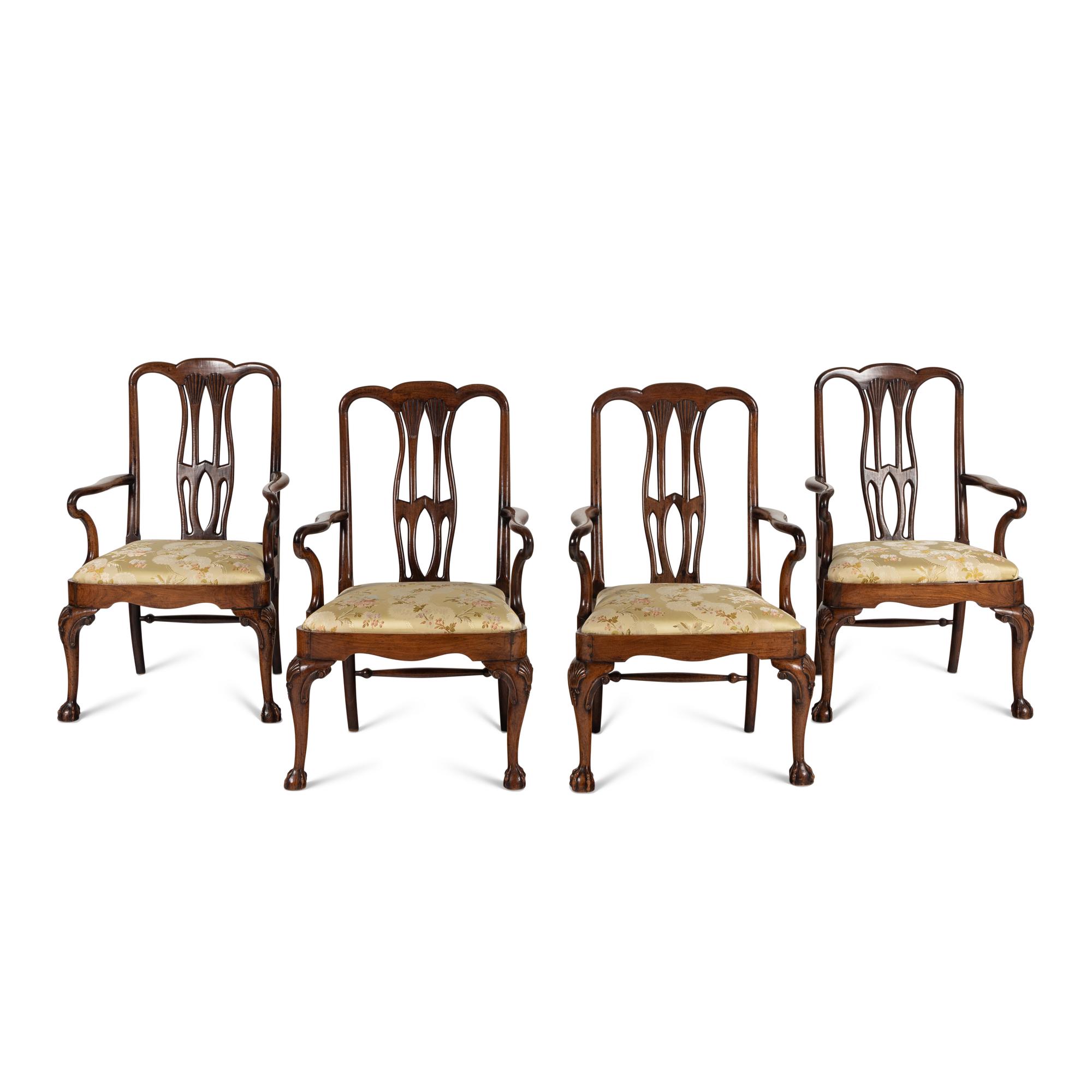 A Set of Four George I Walnut Armchairs