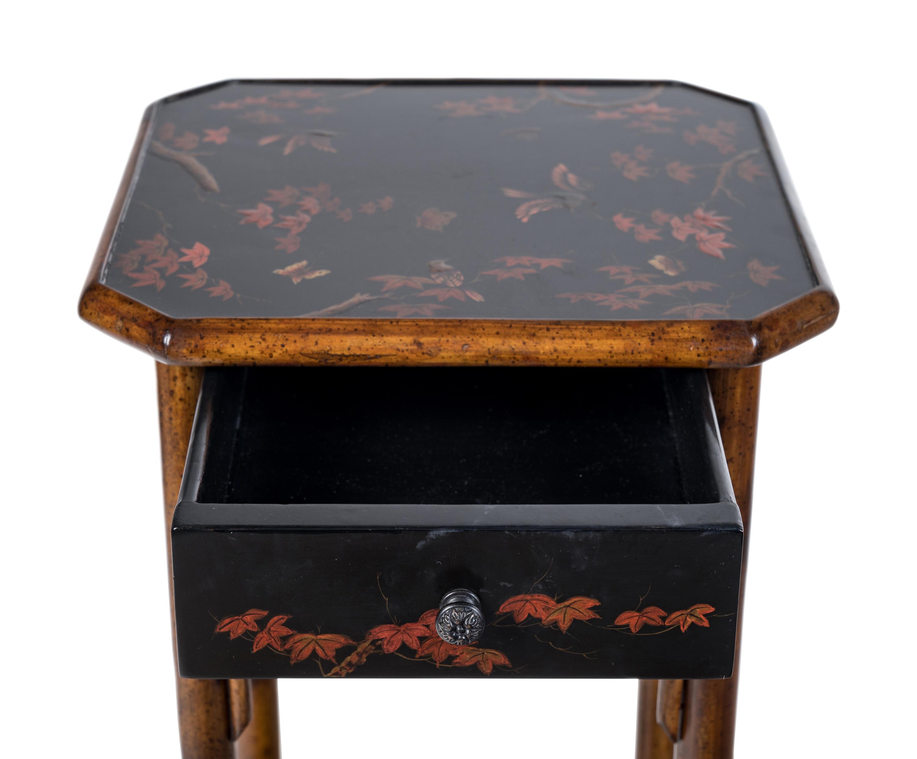 A Lacquer and Bamboo Pedestal