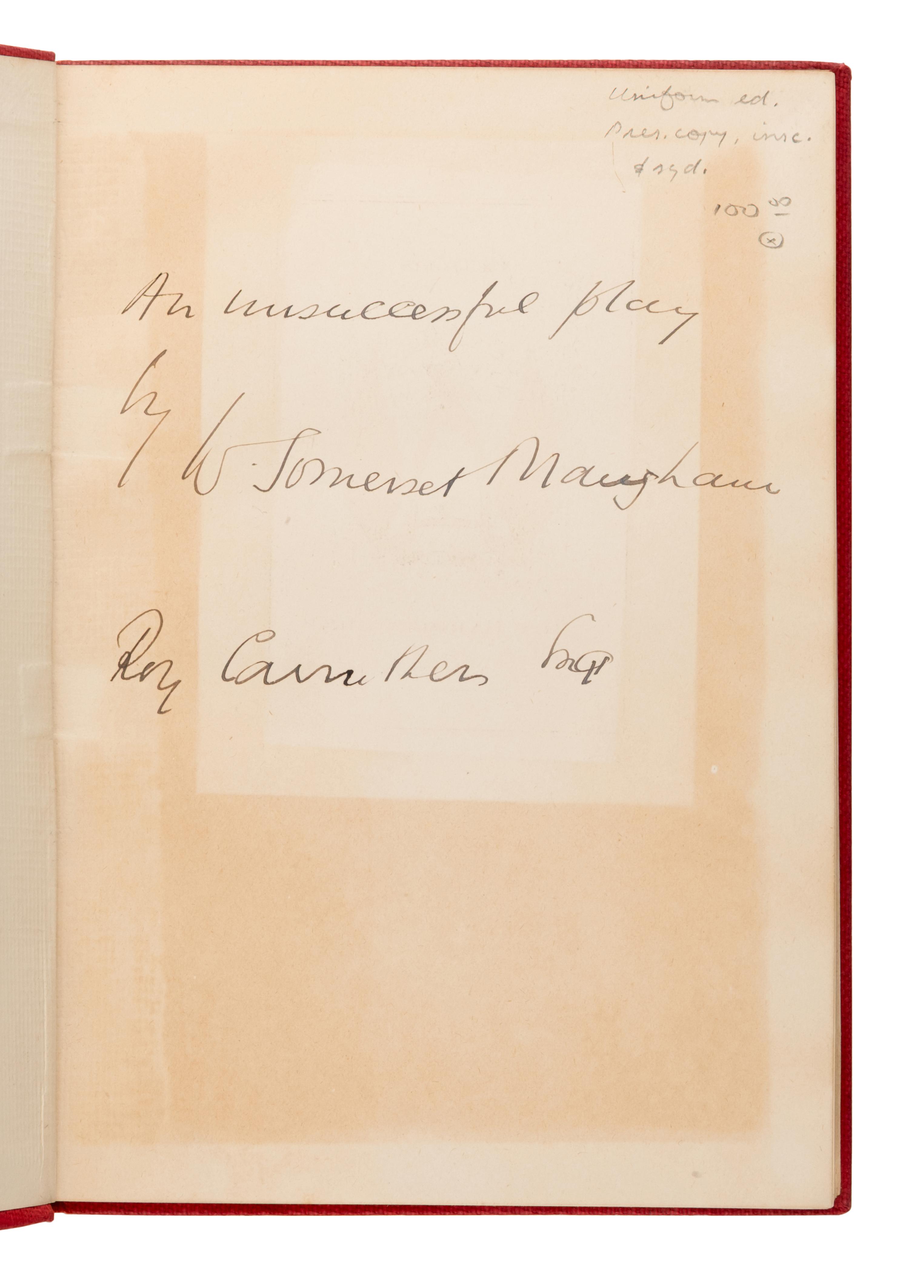 Maugham, W. Somerset (1874-1965). [The Plays]. London: Heinemann. Comprising 28 titles in champagne wrappers and red cloth, 11 inscribed, comprising:
