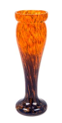 A Mottled Glass Vase, attributed to Schneider Height 12 1/2 inches.