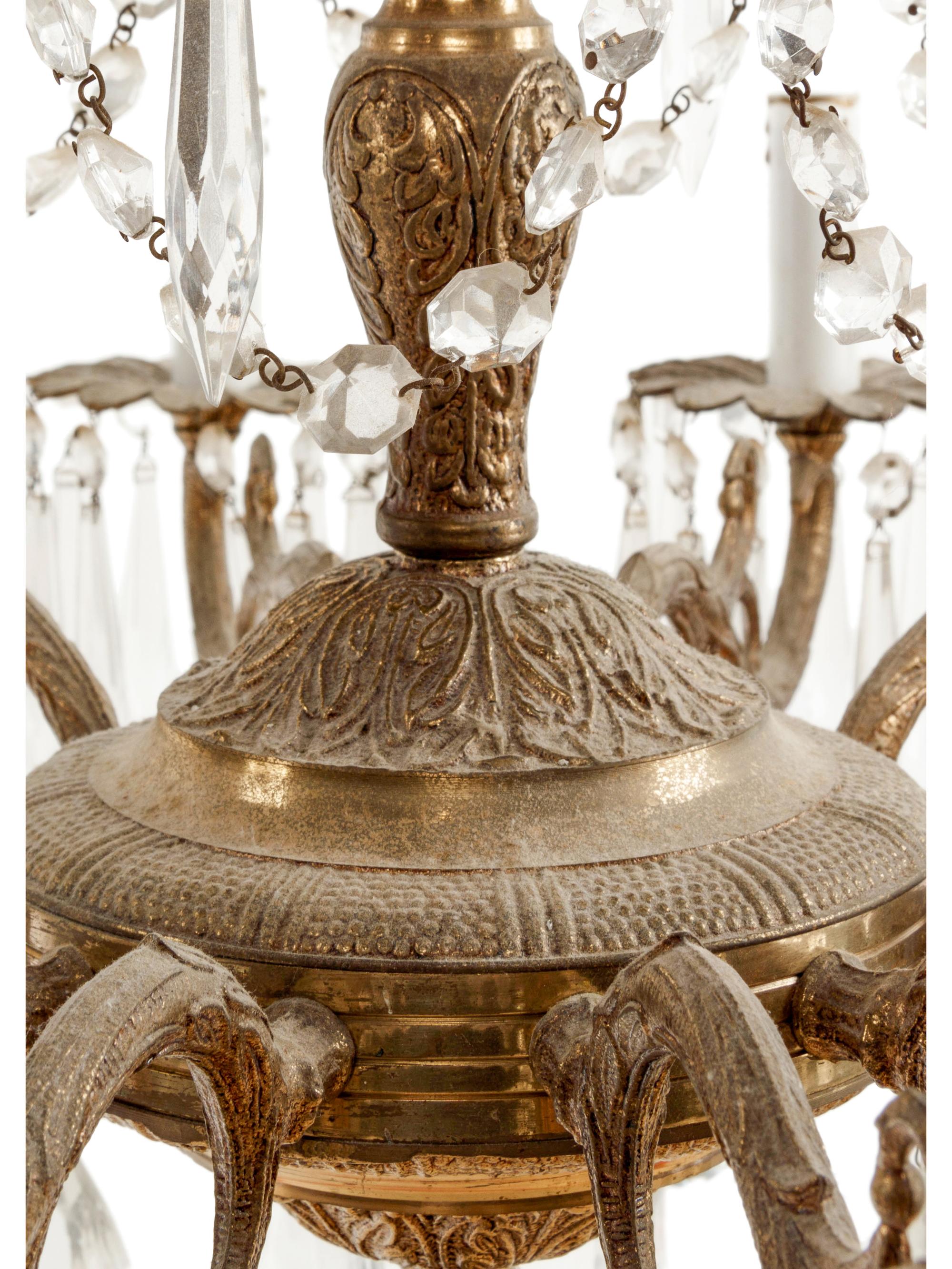 A Continental Gilt Metal Twelve-Light Chandelier