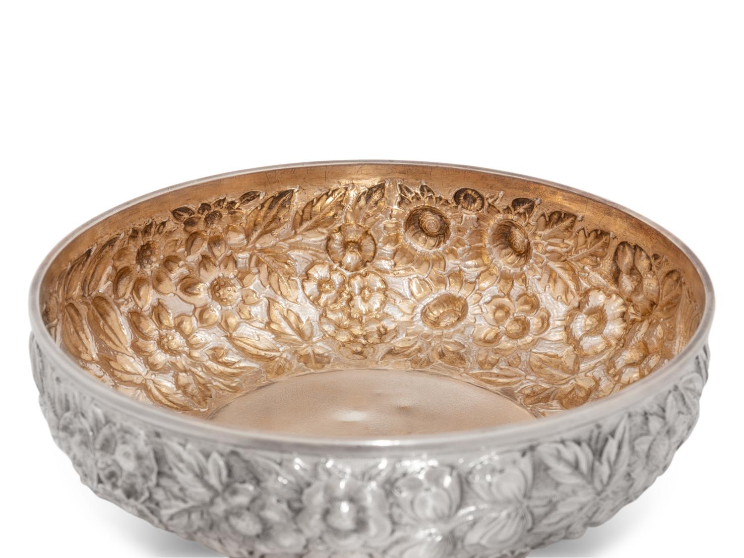 A Group of Three S. Kirk and Son Repousse Silver Dishes