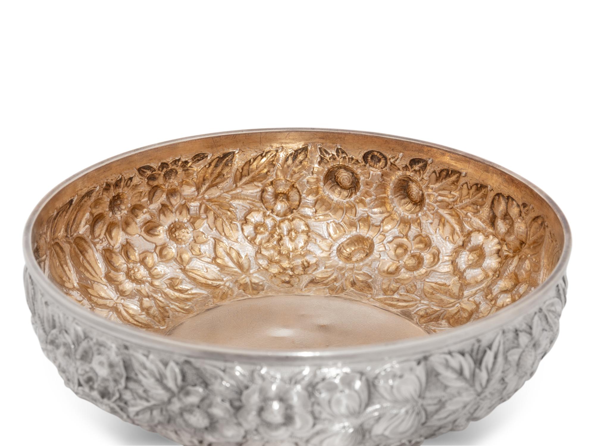 A Group of Three S. Kirk and Son Repousse Silver Dishes