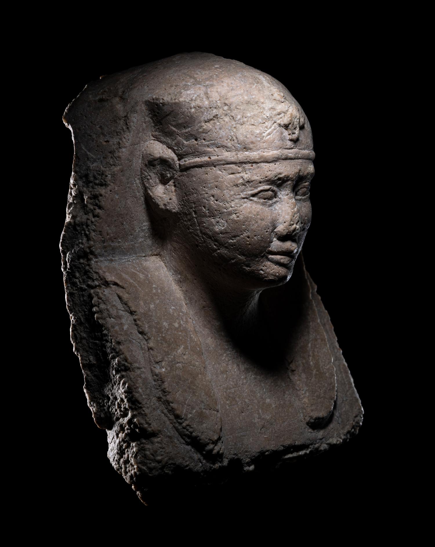An Egyptian Plaster Sculptor's Model of a Pharaoh