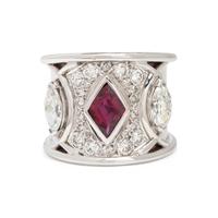 Diamond, Ruby, and White Gold Ring