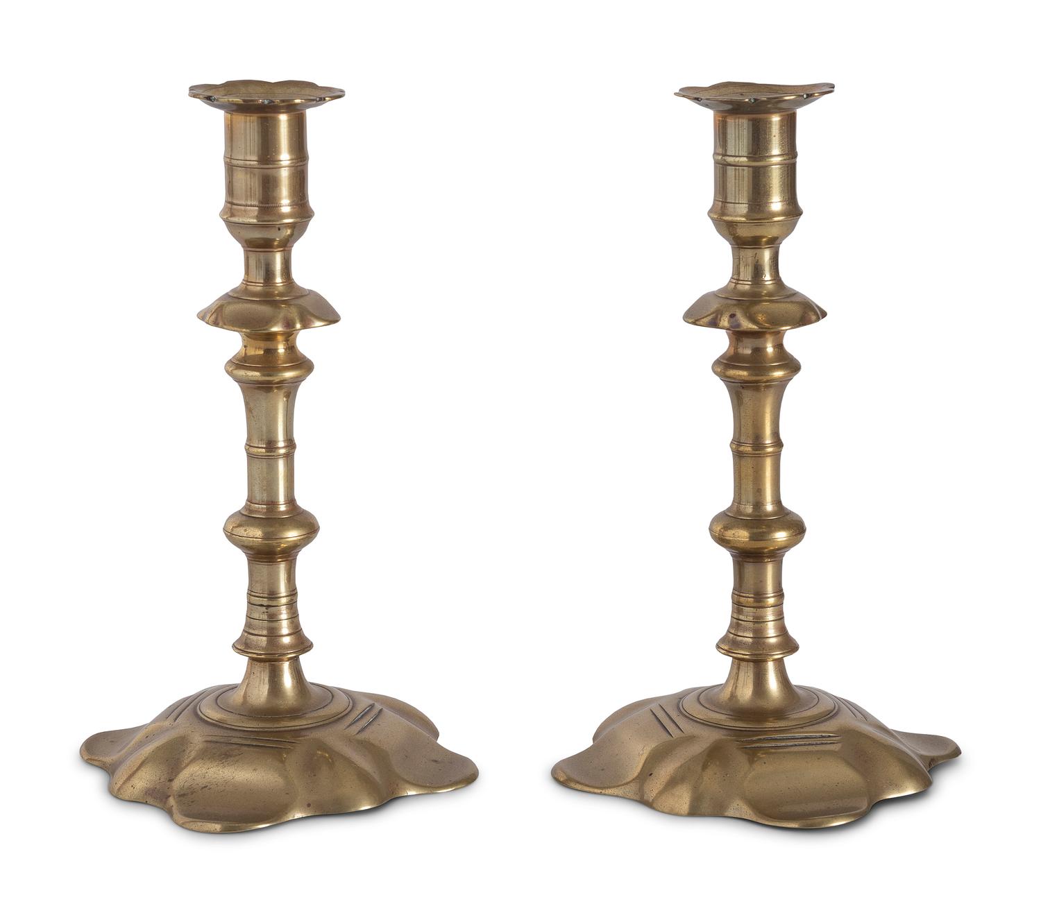Seven English Brass Candlesticks