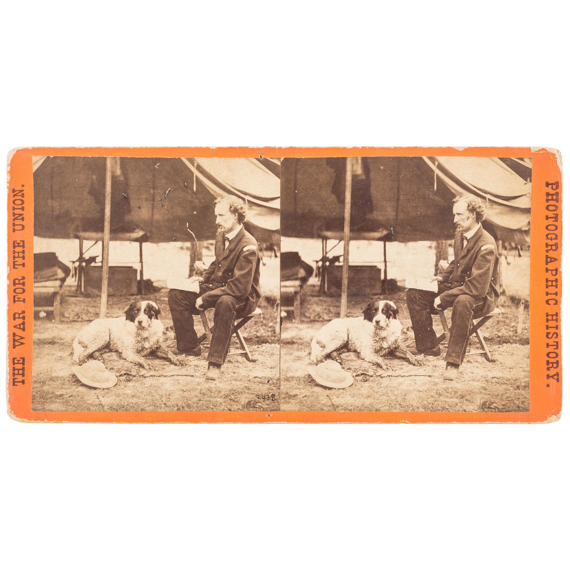 General George Custer and his Dog, Civil War Stereoview