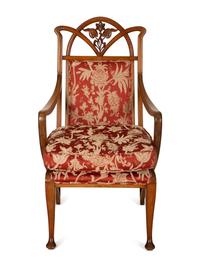 Three Art Nouveau Style Carved Mahogany Chairs in the Manner of Marjorelle — Early 20th Century
